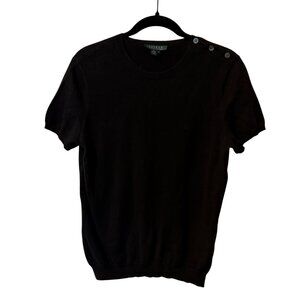 Lauren Ralph Lauren LRL Short Sleeve Sweater Black 100% Cotton Size Medium